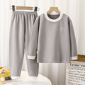Kids' boneless fleece-lined turtleneck thermal underwear set - new autumn collection for boys and girls - striped, extra thick, warm innerwear set