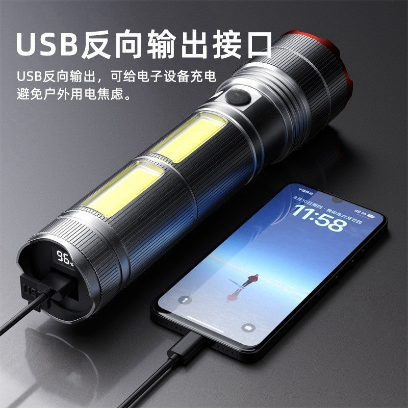 Laser laser strong light charging outdoor super bright remote emergency patrol long battery life large capacity LED flashlight