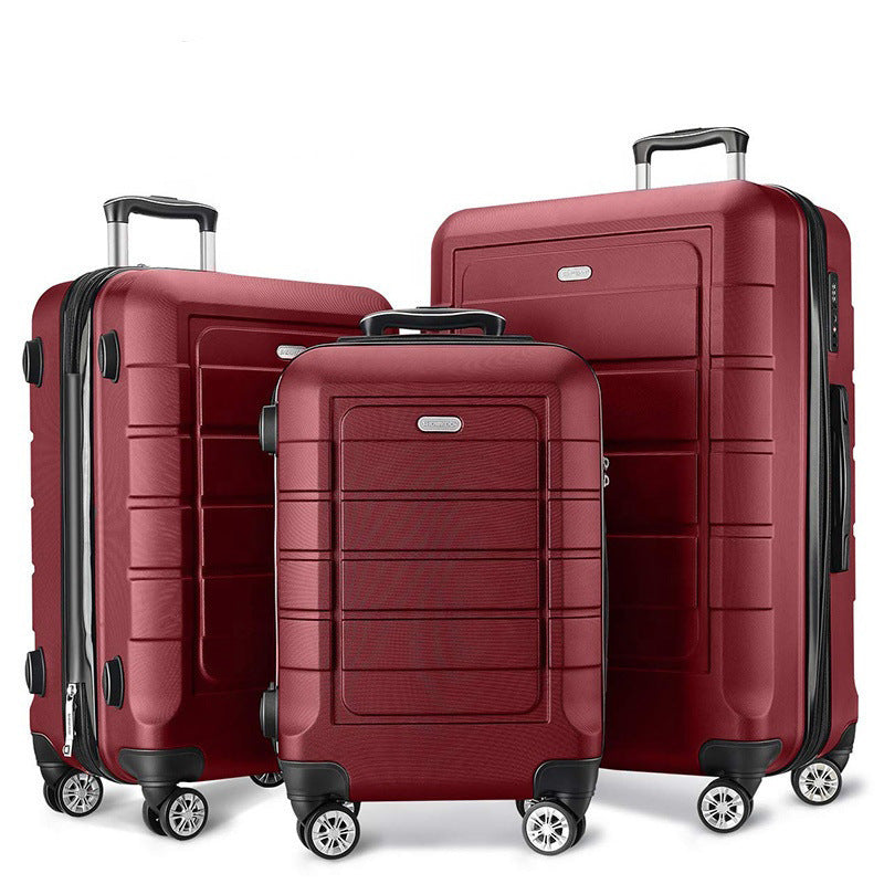 Source manufacturer Cross-border three-piece trolley case ABS material suitcase password boarding universal wheel suitcase bag