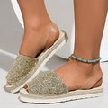 Export sequinflats fish mouth sandals women's fashionplus size shiny open toe soft bottom sandals cross-border export shoes wholesale