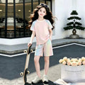 Kids'  summer new ice silk set - girls' cute student style, casual colorful gradient two-piece outfit for mid-to-large children
