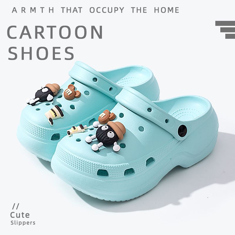 Thick sole crocs women's toe cap non-slip deodorizing filter not tired feet summer 2025new arrivalfashion slippers women's outwear