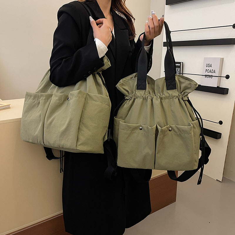 New backpack, cloud bag, drawstring model, multi-functional shoulder tote bag, travel bag, lightweight model, large-capacity women's bag.