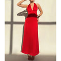 Solid color backless bowknot bodycon maxi dress, women's elegant party dress for evening events and dates