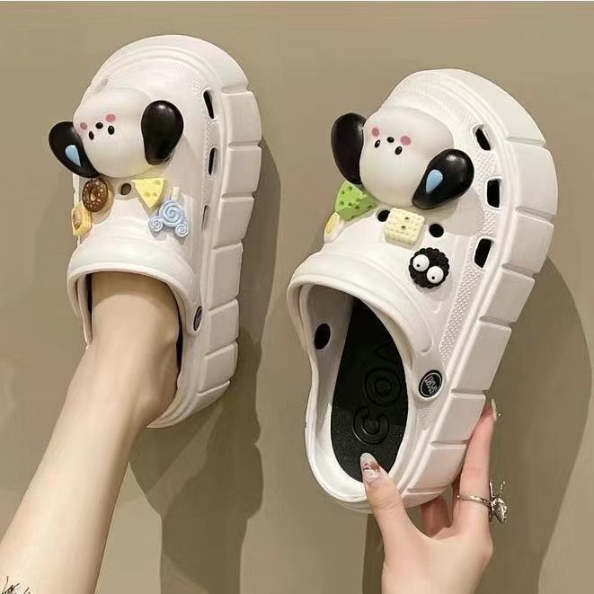 Baotou shoes heightenedthick solecute crocs women's summer slippers crocs diy accessories non-slip 2025new arrival
