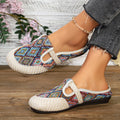 Export slip-on plus size ethnic style slip-on baotou flats slippers women's fashion round toe export flats shoes cross-border