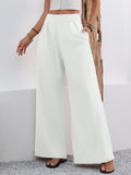 european and american cross-border  autumn new women's pocket high-waisted fashionable versatile wide-leg trousers commuting pants