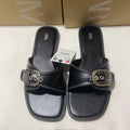 Za2024autumnew arrival one-piece strap back hollow outwear sandals black buckle flats sandals breathable casual