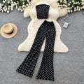K-style high waist polka dot casualcasualtwo-piece set female summer lazy style slimming look silmsuitelegant outfit