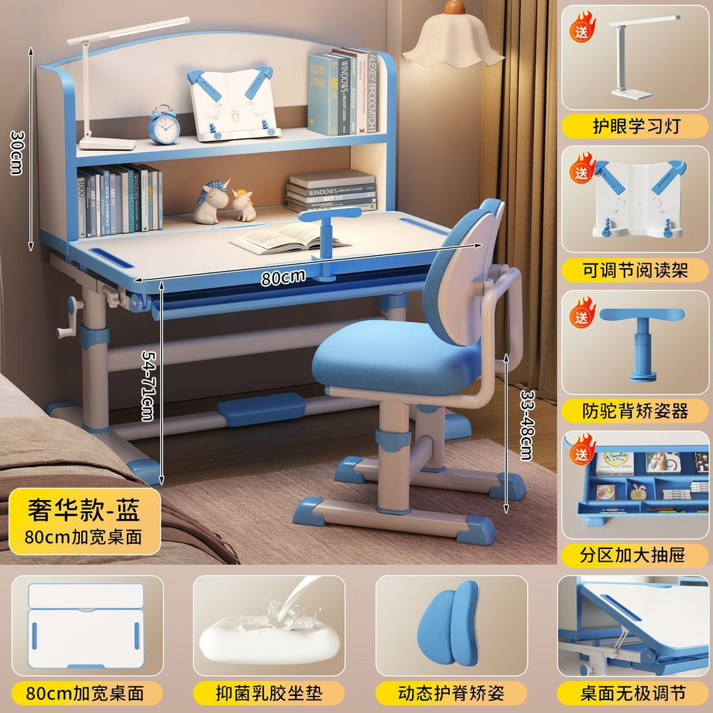 Adjustable height desk and chair set for kids - perfect for elementary school students, home study, and writing