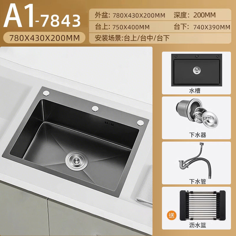 Nojo sink large single slot double slot modified single slot thickened sus304 stainless steel kitchen sink on the table middle and lower