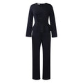 D458 independent station foreign trade suit fall and winter new arrivalfashionolrufflesv necktops pantsfashiontwo-piece set