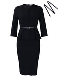 D3255  cross-border winter women's v-neck ruffle high-waisted slimming ol commute pencil skirt foreign trade dress
