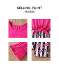 Girls' foreign trade outfit: pink lace-trimmed jacket, vest, romper, and black and white striped floral print two-piece set