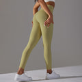No awkward line double-sided brushed nude breathable yoga nine-point pants high waist hip lift peach tight sports fitness pants