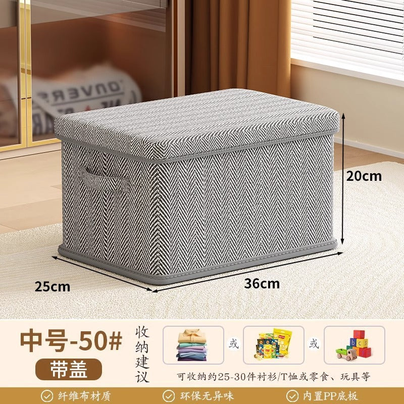 Striped Lid Storage Box Household Clothing Quilt Toy Storage Basket Large Capacity Multifunctional Snack Storage Box