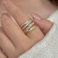 European and american cross-border minimalist chic heart-shaped diamond ring for women, unique design, interlocking stackable alloy ring set