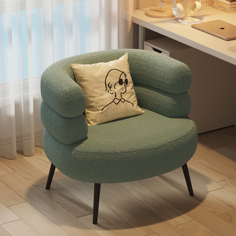 Nordic style lambswool single casual chair plaid makeup chair cute for home small sofa cross-border accessible luxury round stool