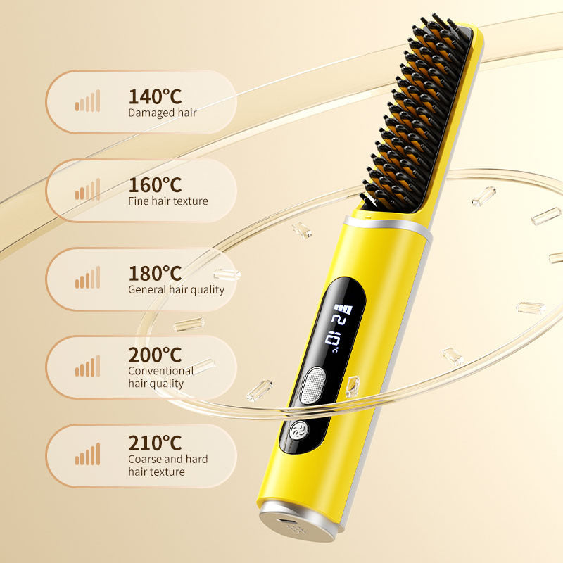 Wireless mini rechargeable hair straightening comb usb model cross-border negative ion portable hair straightening cold air curling comb does not hurt hair