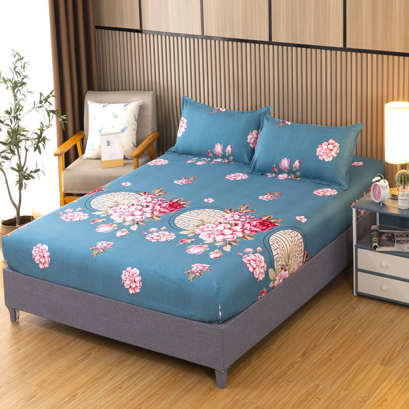 Bed sheets single piece fitted sheet all-inclusive bed cover mattress protector washed cotton summer maternal and infant washed cotton fitted sheet three-piece set
