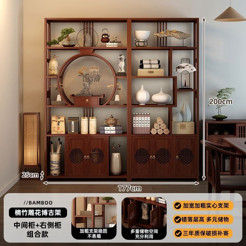 Chinoiserie bogu rack tea set storage rack living room tea display rack duobao pavilion for home tea cabinet purple clay pot display rack