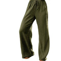 women's cross-border loose solid color drawstring casual pants - european and american style, versatile textured high-waisted wide leg trousers for work and leisure