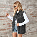 Wish fashion cross-border women's clothing   new washed denim loose vest cardigan top