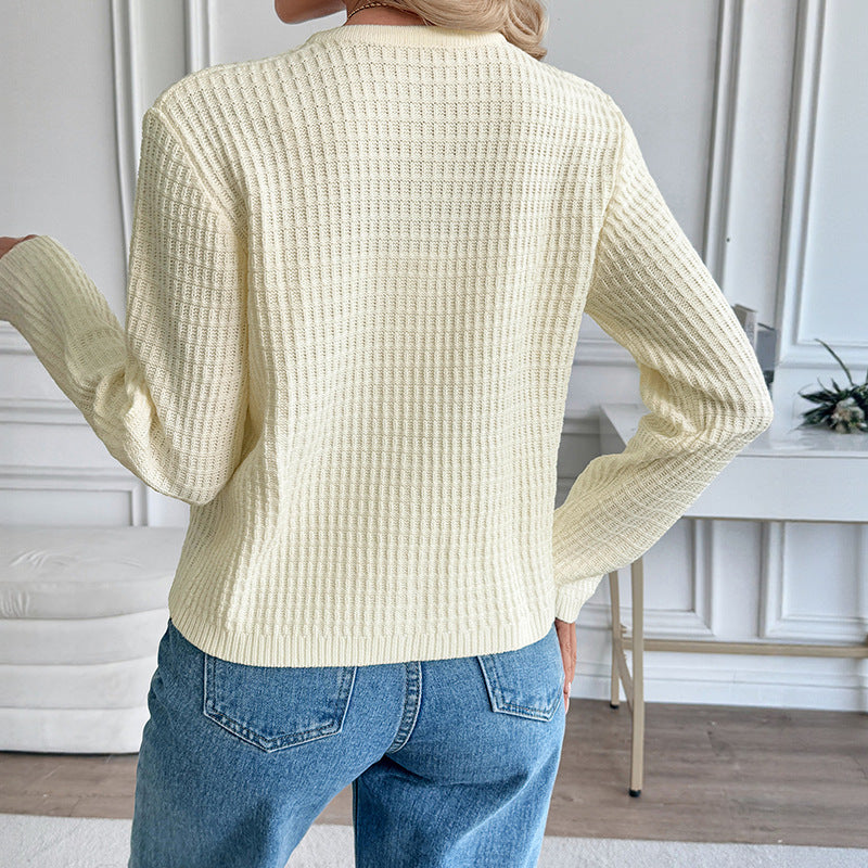 Europe, America and  2025 new autumn and winter  leisure Korean style metal button cardigan solid color sweater jacket women