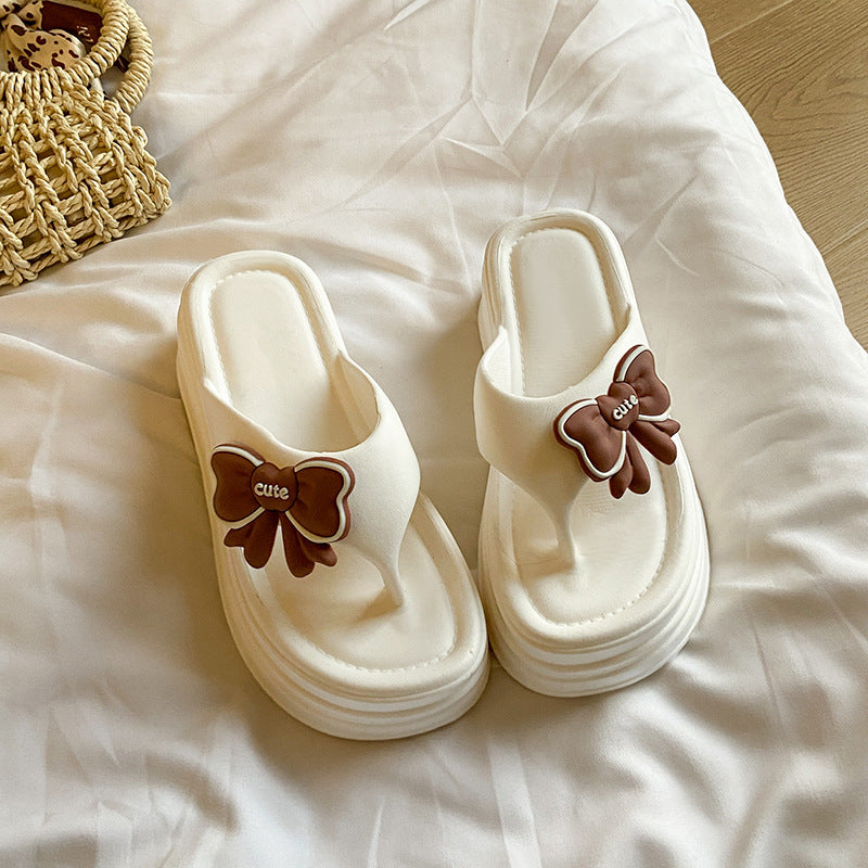 New fashionable casual soft sole height increasing non-slip odor-resistant spring/summer new versatile butterfly beach flip-flops
