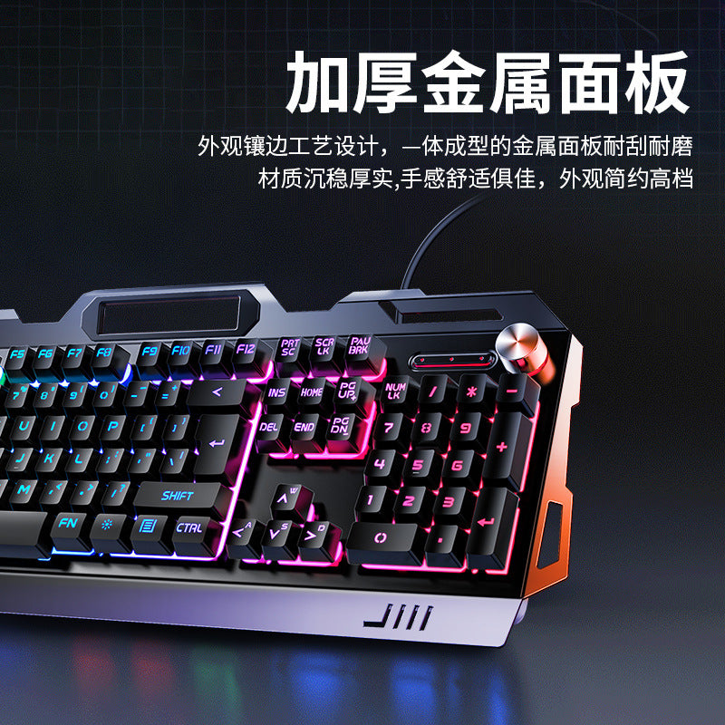 Silver sculpt v2g5 mechanical feel metal keyboard, mouse, and headset three-piece set - usb wired gaming pc accessories