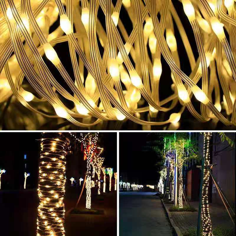 LED solar leather line light new low voltage 24V lantern gypsy star flashing light string outdoor garden decoration around tree light