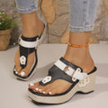 Wholesale women's plus size chunky heel rivet belt buckle slippers - new  square toe sandals for cross-border e-commerce