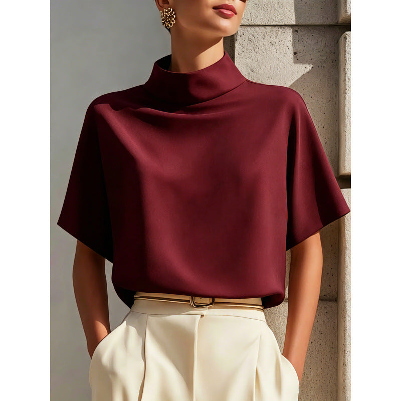 european and american style women's summer new chinese style stand collar shirt - unique design, commuter chic blouse