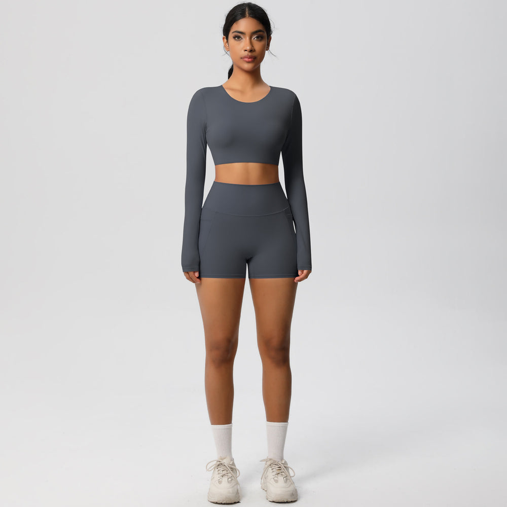 new arrivalhigh waist tight nude yoga suit quick-drying breathable outdoor casual running fitness sports suit