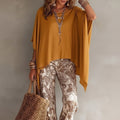 summer new arrivals: women's fashion - european & american export style - trendy vacation vibes - solid color batwing sleeve loose top