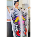 African women's plus size printed holiday beach dress loose sun protection robe  chiffon dress two-piece set