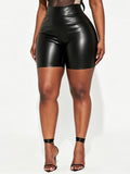 Fashionplus sizepu leather shorts for women 4-point pants hot style sexy cross-border independent station nightclub women's hot pants ins style