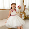 Baby girl dress white flower girl dress first birthday princess dress summer children's day performance host bowknot