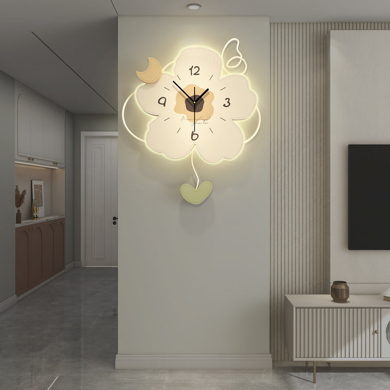 Clock wall clock living room Internet celebrity home lighting decoration home fashion creative clock wall cream wind advanced sense