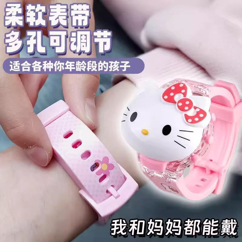 Kitty cat luminous music watch - frozen princess cartoon cute toy flip digital watch - gift for boys and girls