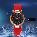 New wholesale women's watches, fashionable and trendy digital face ladies' student starry sky dial quartz wristwatch with leather strap