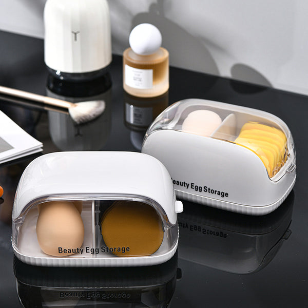Beauty blender multi-layer storage box dust-proof clamshell type compartment portable sponge puff air cushion with lid storage box