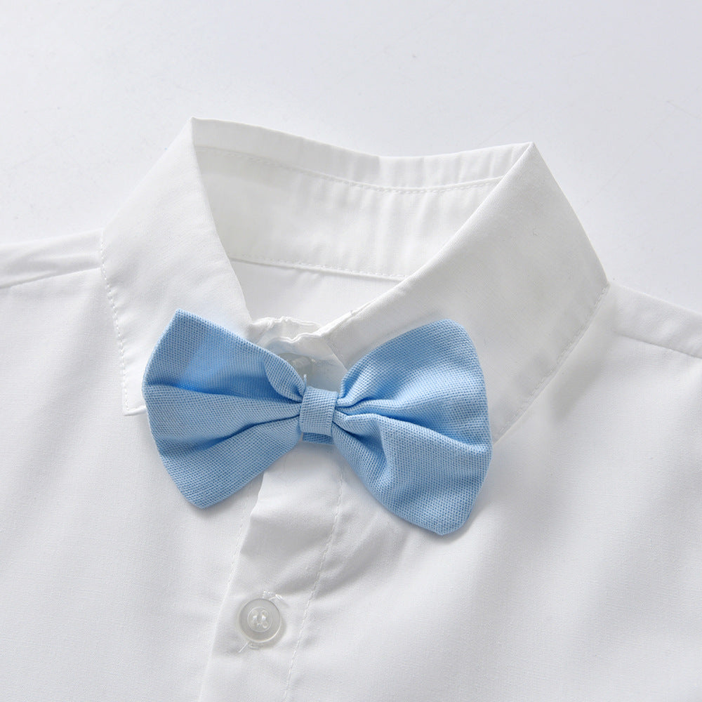 Wholesale branded children's clothing: spring/autumn boys' gentleman's suit, shirt, and vest three-piece set – stylish and fashionable for boys