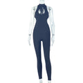 European and american style cross-border casual activewear women's workwear cutout bodycon solid color jumpsuit backless low-rise long romper