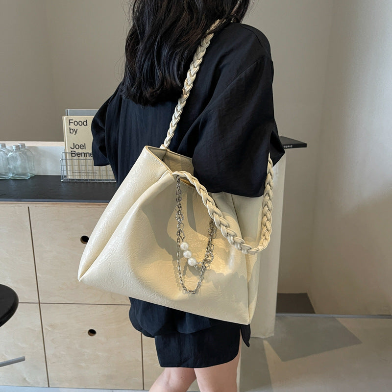 Cross-border high-end large-capacity bag women's 2025 new fashion college student shoulder bag niche women's tote bag
