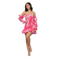 summer new arrival: ins european and american style sexy bodycon puff sleeve off-the-shoulder printed long sleeve mini dress