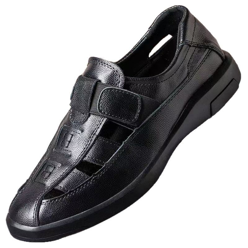 New arrival business hole cool leather shoes men's casual wedding groom british sandals summer breathable youth pointed toe men's shoes