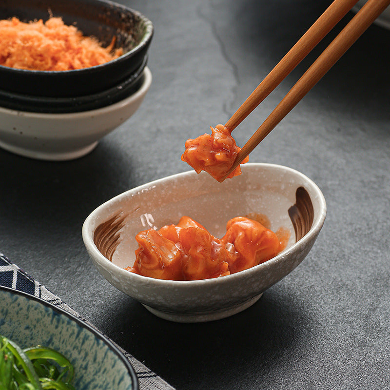 Japanese retro dipping sauce ceramic ingot dish - sushi topping, snack, and side dish plate - restaurant, hotel, and home use soy sauce dish