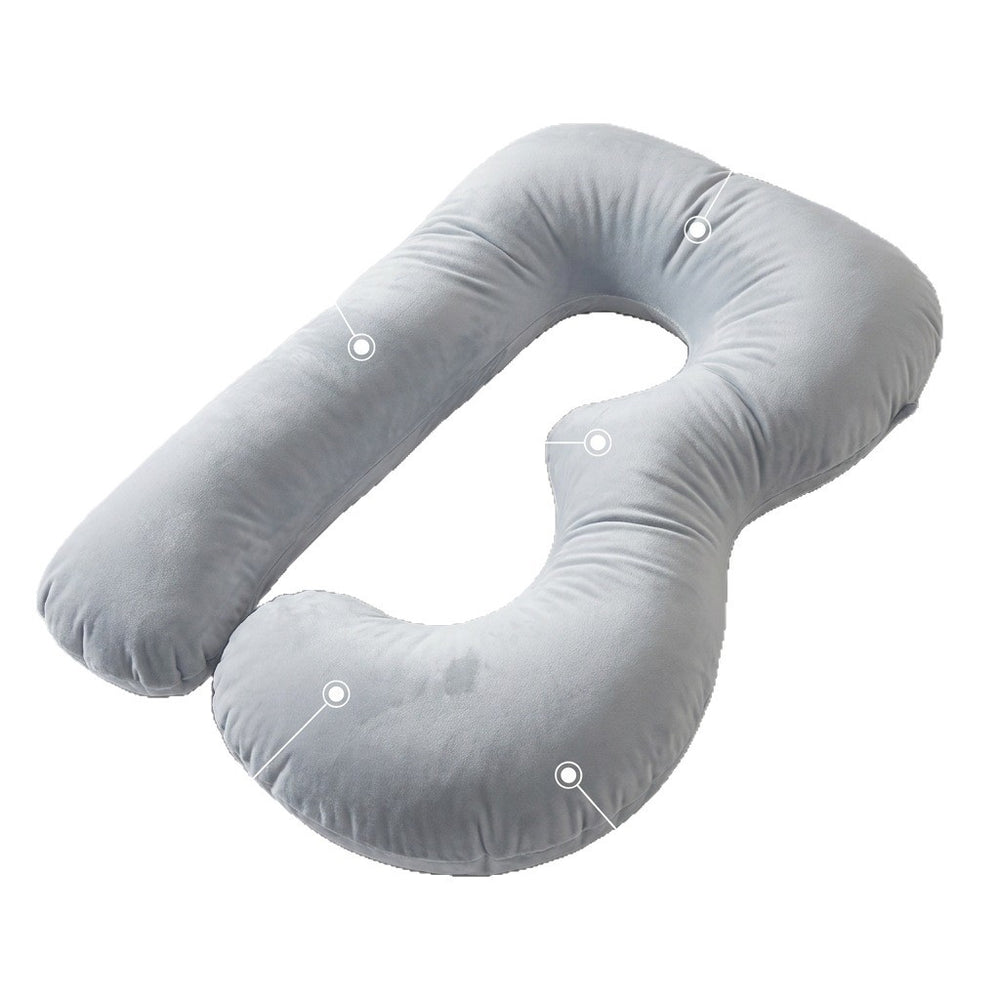 B-shape pregnancy pillow for side sleepers - adult sleep pillow supports back, legs, belly, and waist - multifunctional pregnancy pillow