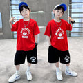 summer boys' short-sleeve t-shirt and shorts set - new stylish kids' tee for students, trendy tops for older boys